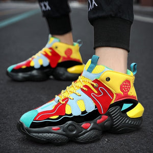 Colorful Hip Hop Men Chunky Sneakers Casual Dad Shoes High Top Lightweight Sports Fashion Men Shoes Basket Tenis Masculino